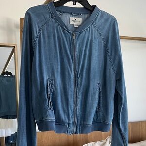 Vintage American Eagle Outfitters Denim Blue Bomber Jacket